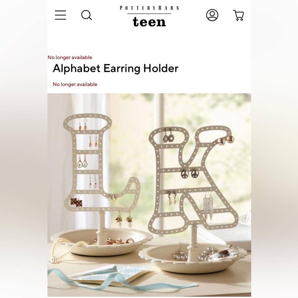 “T” Pottery Barn Teen Alphabet Earring Holder